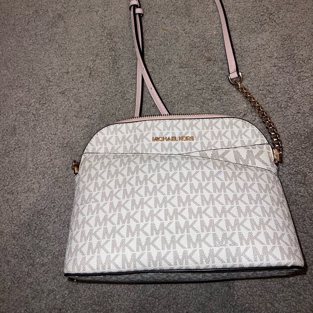 Michael Kors Light Pink and White Crossbody Bag